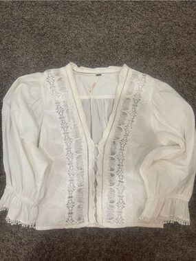 Free People White Lace Blouse sz M